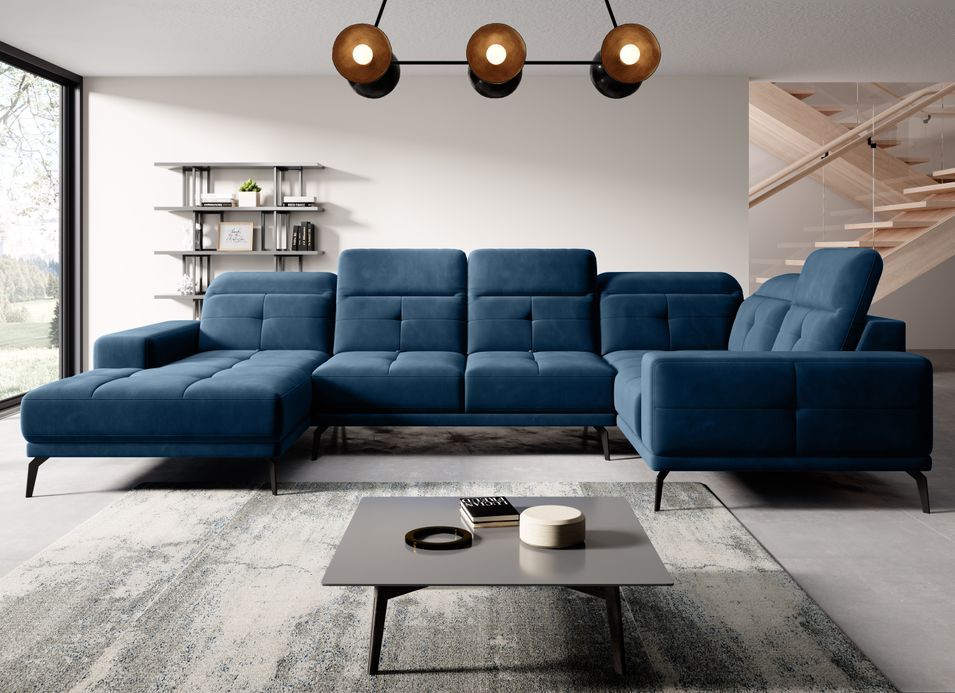 Canapé panoramique SKAW en tissu avec têtières réglables – 350 cm - Photo n°1