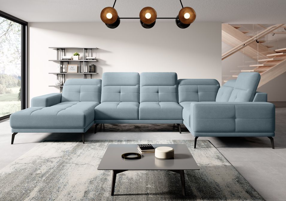 Canapé panoramique SKAW en tissu avec têtières réglables – 350 cm - Photo n°1