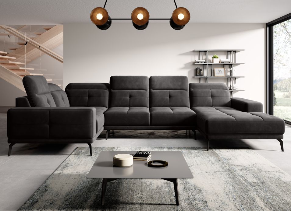 Canapé panoramique SKAW en tissu avec têtières réglables – 350 cm - Photo n°1