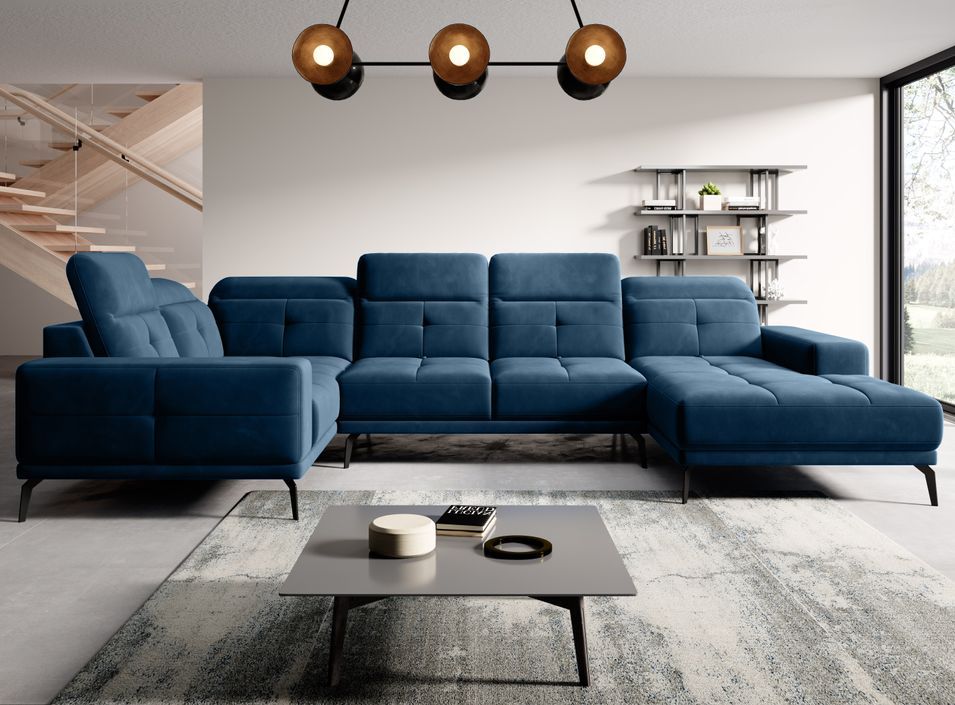 Canapé panoramique SKAW en tissu avec têtières réglables – 350 cm - Photo n°1