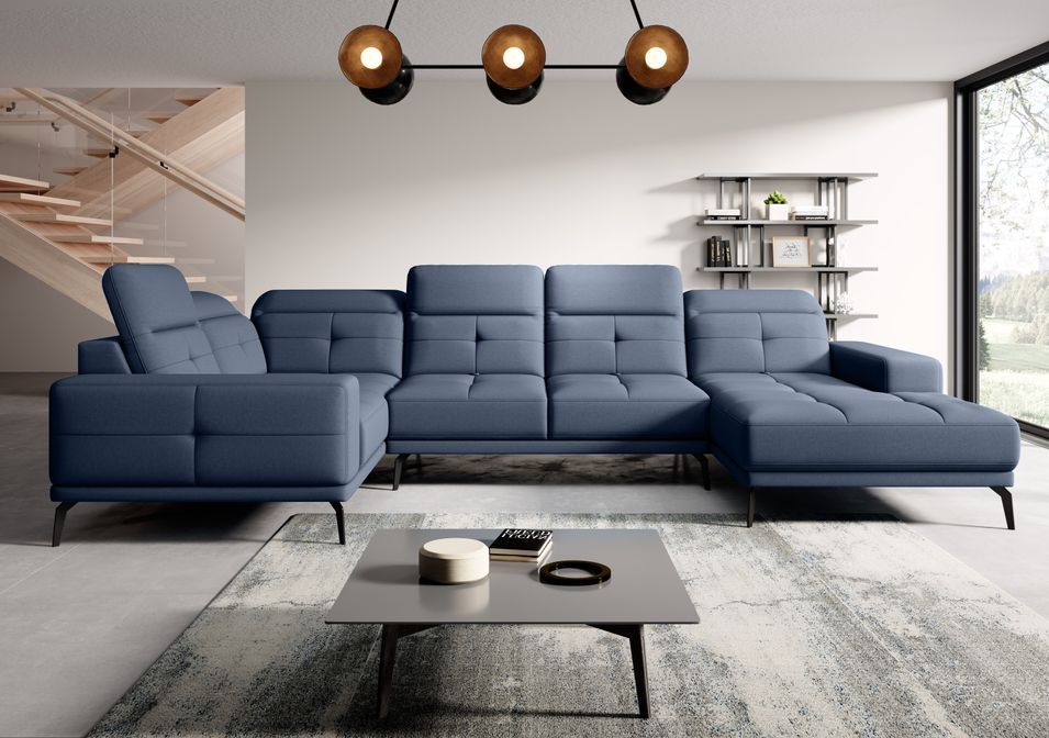 Canapé panoramique SKAW en tissu avec têtières réglables – 350 cm - Photo n°1
