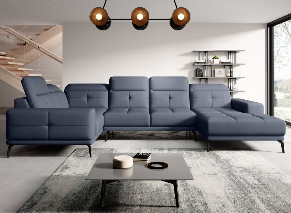 Canapé panoramique SKAW en tissu avec têtières réglables – 350 cm - Photo n°1
