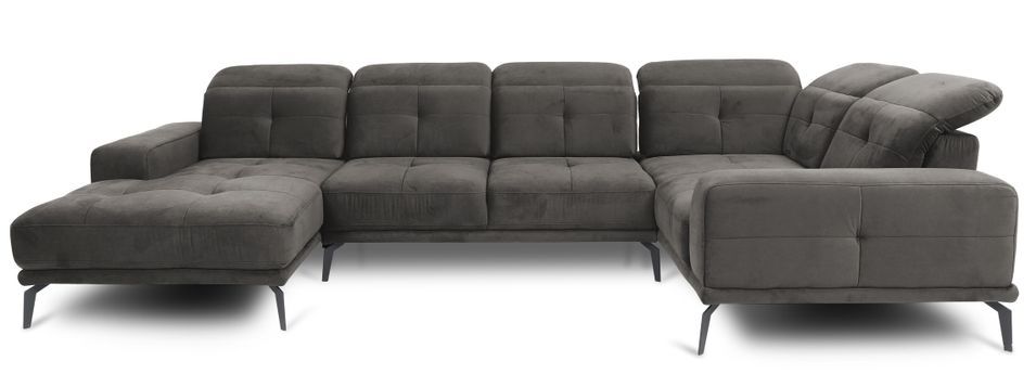 Canapé panoramique SKAW en velours avec têtières réglables – 350 cm - Photo n°1