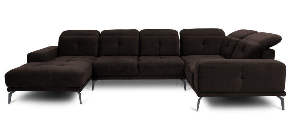 Canapé panoramique SKAW en velours avec têtières réglables – 350 cm - Photo n°1