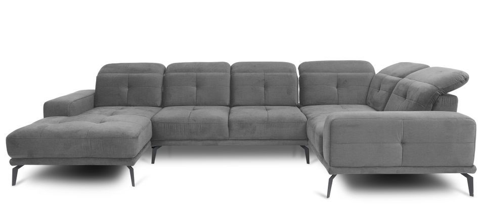 Canapé panoramique SKAW en velours avec têtières réglables – 350 cm - Photo n°1