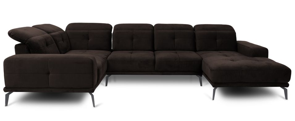 Canapé panoramique SKAW en velours avec têtières réglables – 350 cm - Photo n°1