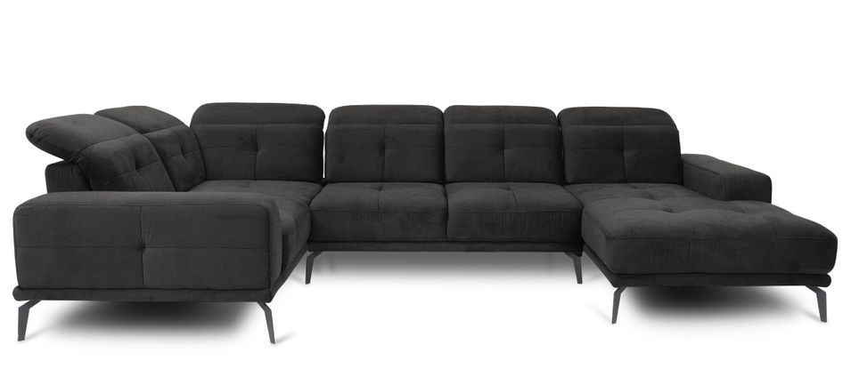 Canapé panoramique SKAW en velours avec têtières réglables – 350 cm - Photo n°1