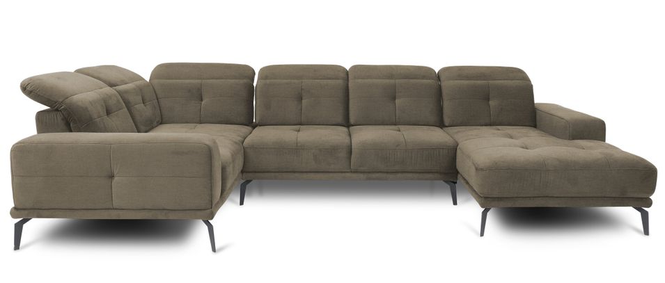 Canapé panoramique SKAW en velours avec têtières réglables – 350 cm - Photo n°1