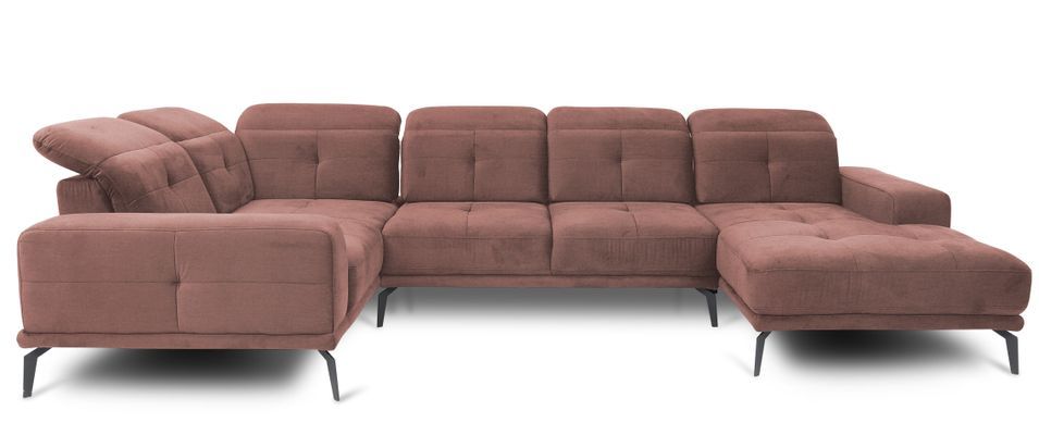 Canapé panoramique SKAW en velours avec têtières réglables – 350 cm - Photo n°1