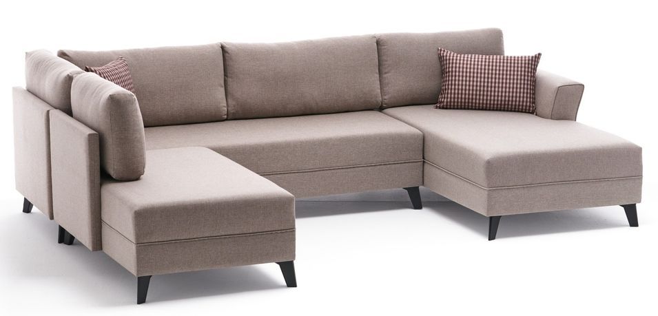 Canapé panoramique tissu beige Karina 300 cm - Photo n°1