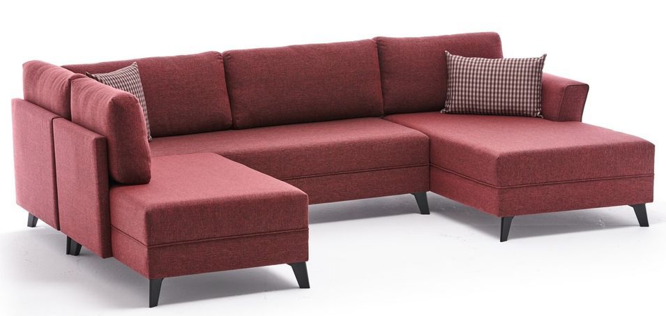Canapé panoramique tissu rouge Karina 300 cm - Photo n°1