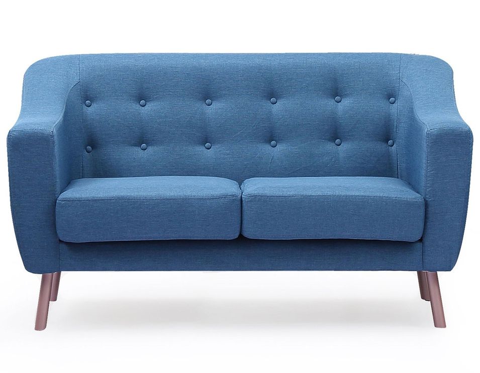 Canapé scandinave 2 places tissu bleu Kopla 148 cm - Photo n°1