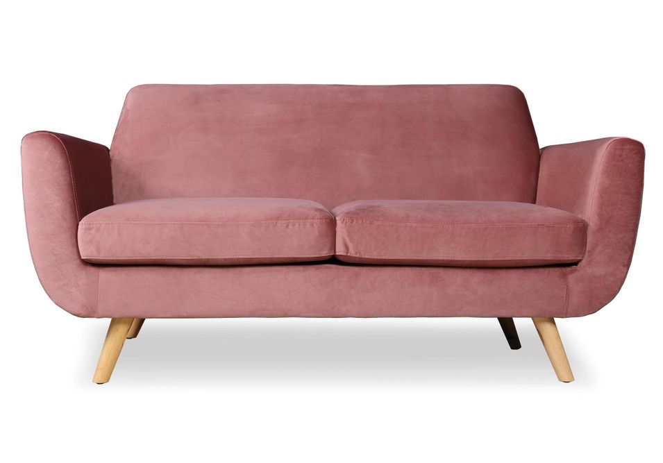 Canapé scandinave 2 places velours rose Annis - Photo n°1