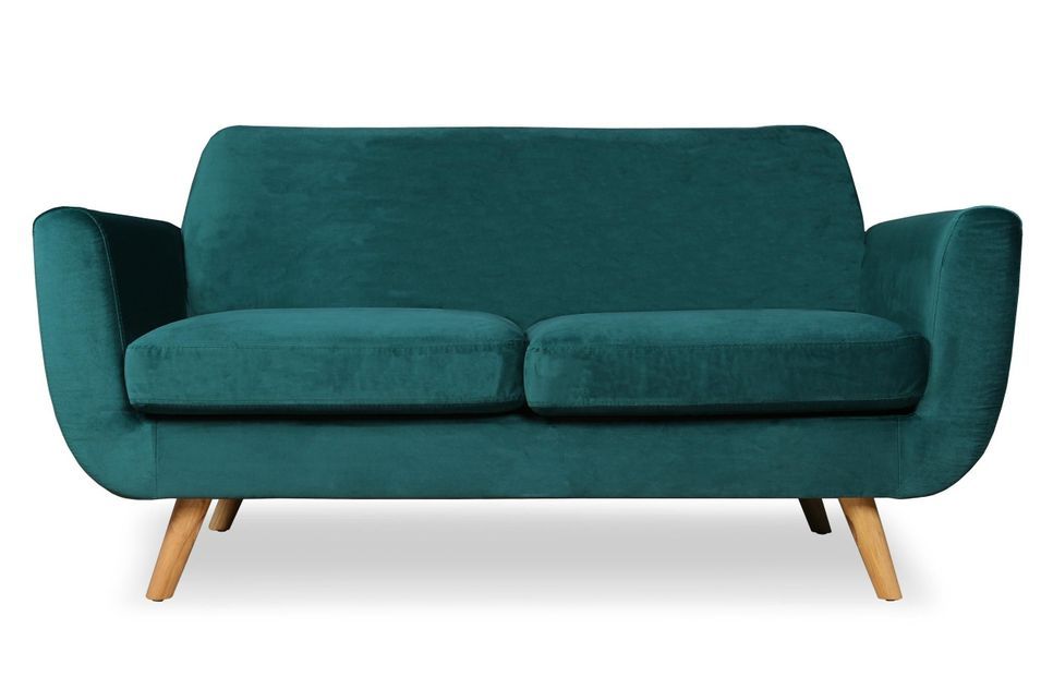 Canapé scandinave 2 places velours vert Annis - Photo n°1