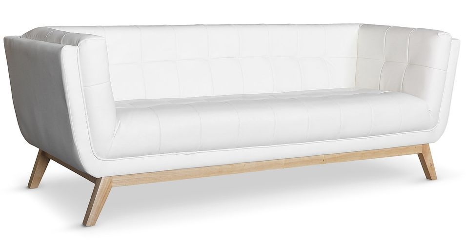 Canapé Scandinave 3 places Simili Blanc Koza - Photo n°1
