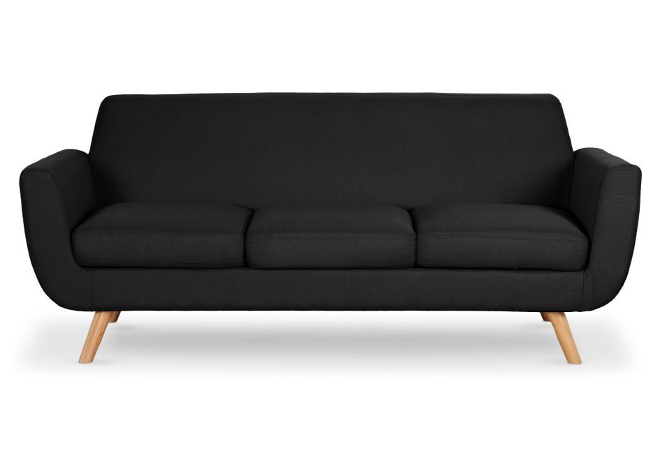Canapé scandinave 3 places tissu noir Annis - Photo n°1