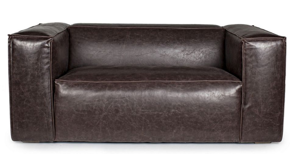 Canapé simili cuir marron 2 places Liliane 166 cm - Photo n°1