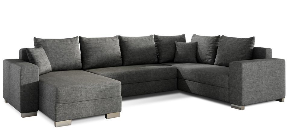 Canapé U convertible tissu gris foncé coffre de rangement à gauche Marry 321 cm - Photo n°1