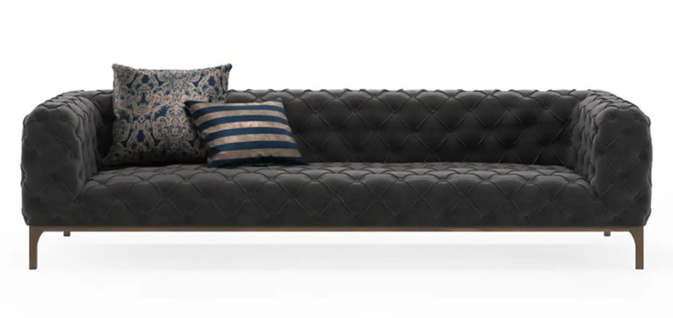 Canapé velours capitonné gris foncé Modani - Photo n°1