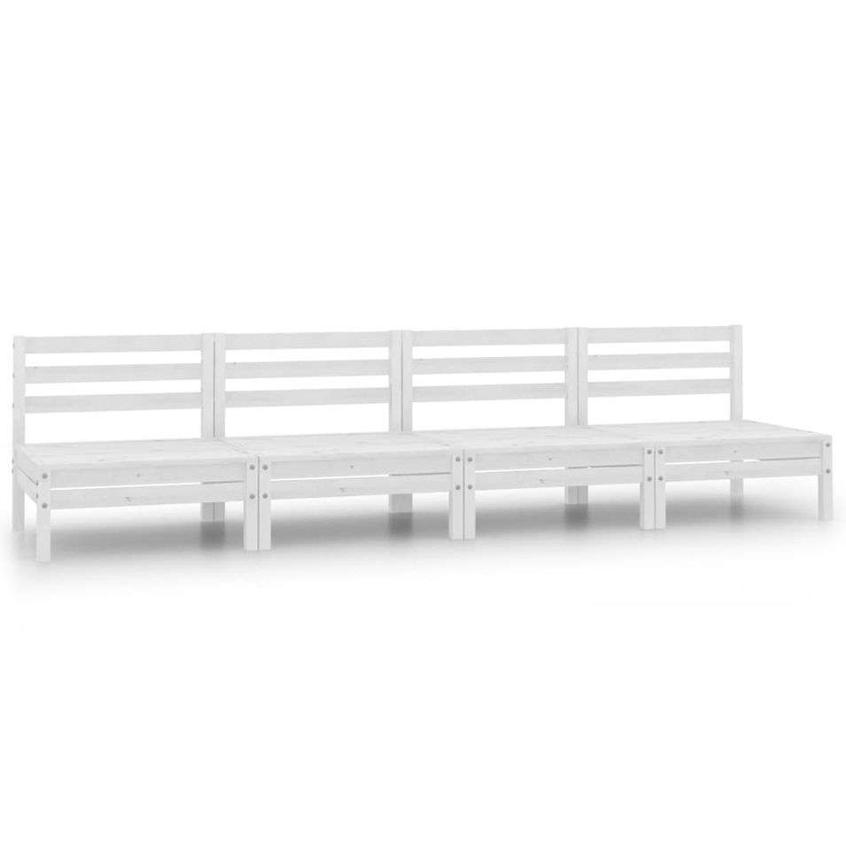 Canapés centraux de jardin 4 pcs Blanc Bois de pin massif - Photo n°1
