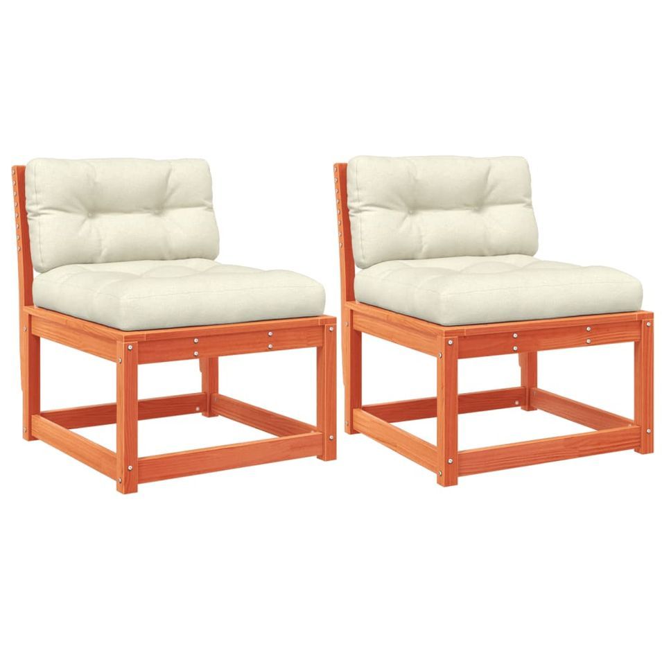 Canapés de jardin et coussins 2pcs marron bois pin massif - Photo n°1