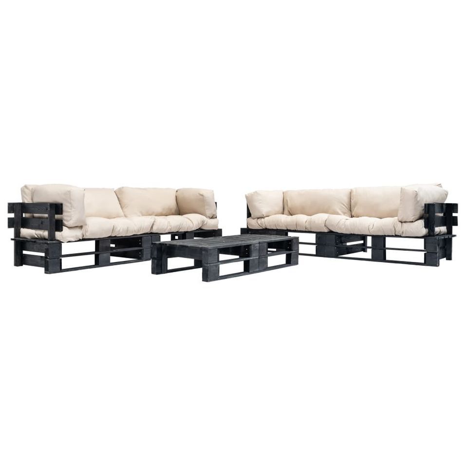 Canapés de jardin palette 6 pcs avec coussins sable Bois 6 - Photo n°1