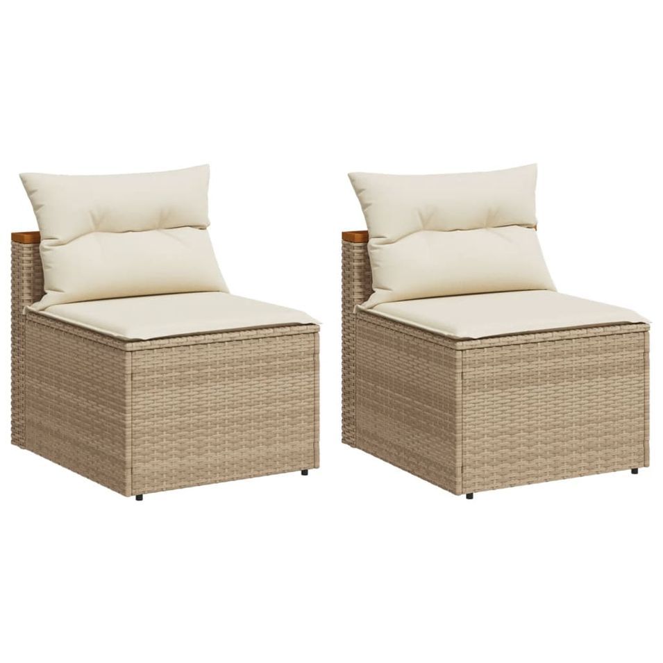 Canapés de jardin sans accoudoirs avec coussins 2 pcs beige - Photo n°1