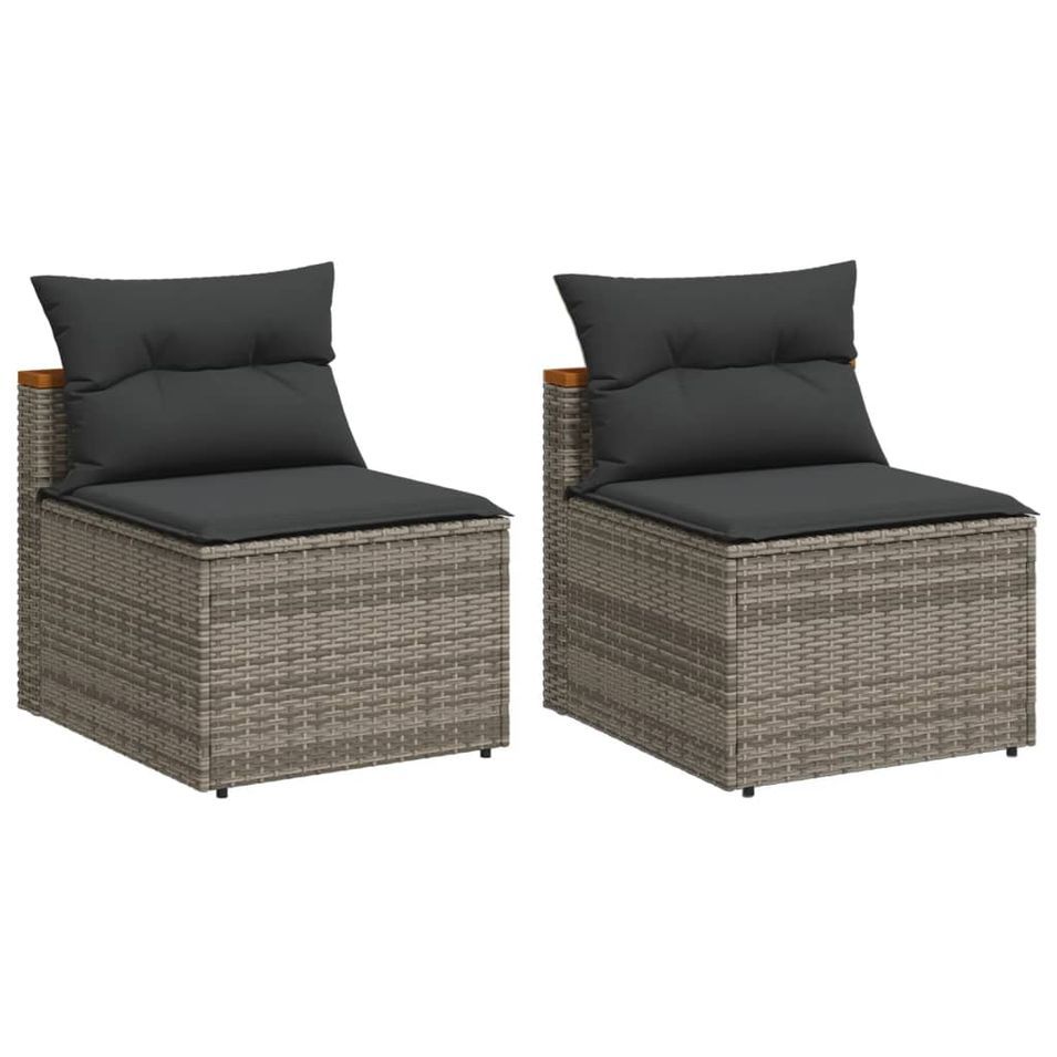Canapés de jardin sans accoudoirs avec coussins 2 pcs gris - Photo n°1