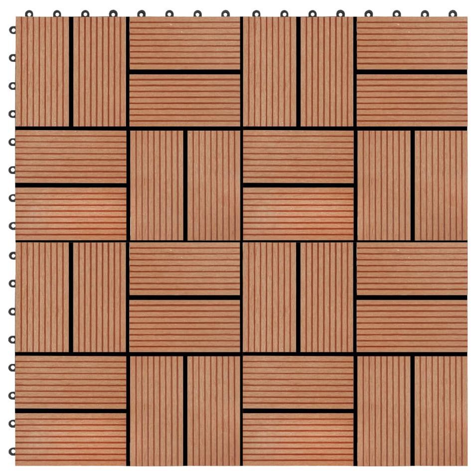 Carreau de terrasse 11 pcs WPC 30 x 30 cm 1 m² Couleur Teck - Photo n°1