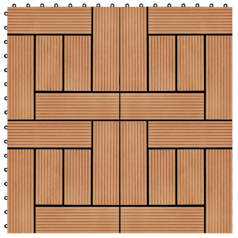 Carreau de terrasse 11 pcs WPC 30 x 30 cm 1 m² Couleur Teck 2 - Photo n°1
