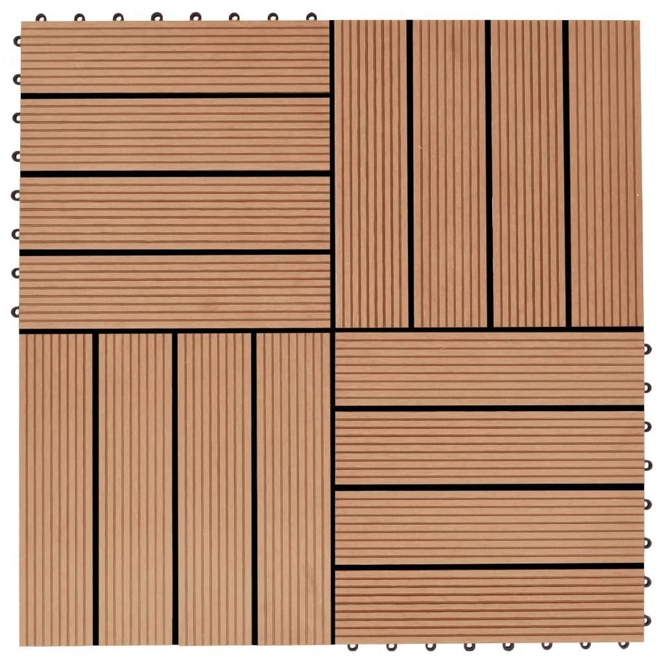Carreau de terrasse 11 pcs WPC 30 x 30 cm 1 m² Couleur Teck 3 - Photo n°1