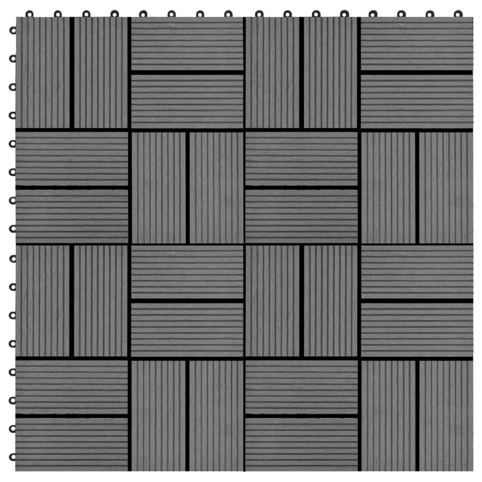 Carreau de terrasse 11 pcs WPC 30 x 30 cm 1 m² Gris - Photo n°1
