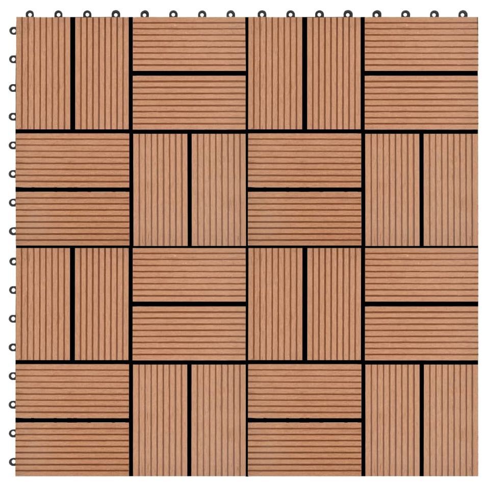 Carreau de terrasse 11 pcs WPC 30 x 30 cm 1 m² Marron - Photo n°1