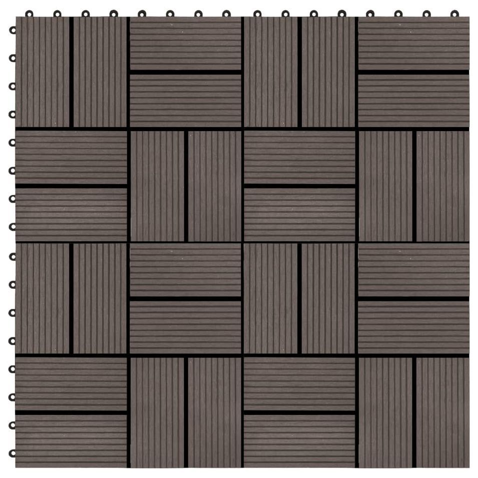 Carreau de terrasse 11 pcs WPC 30 x 30 cm 1 m² Marron foncé - Photo n°1