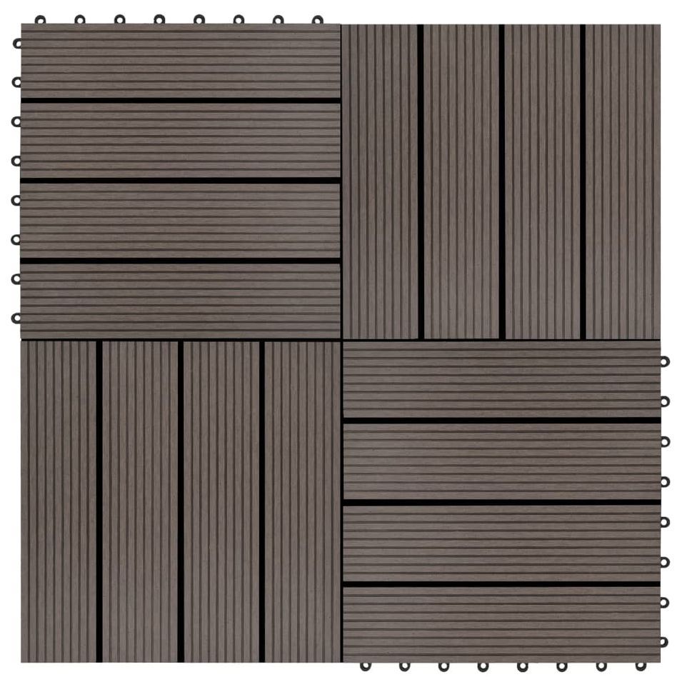 Carreau de terrasse 11 pcs WPC 30 x 30 cm 1 m² Marron foncé 2 - Photo n°1