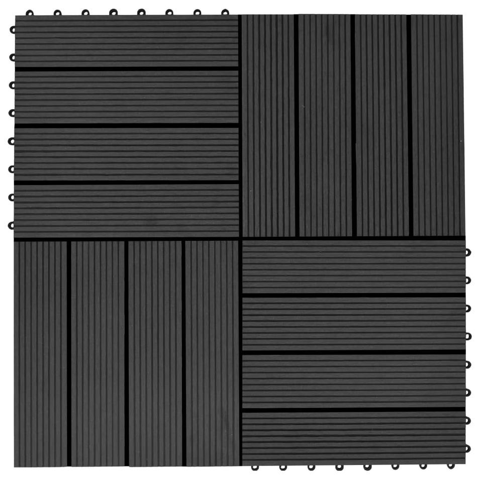 Carreau de terrasse 11 pcs WPC 30 x 30 cm 1 m² Noir 3 - Photo n°1