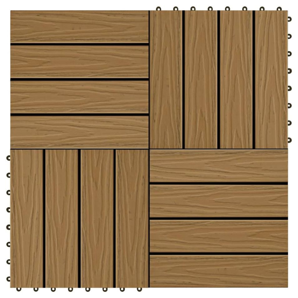 Carreau de terrasse en relief 11 pcs WPC 30 x 30 cm 1 m² - Photo n°1