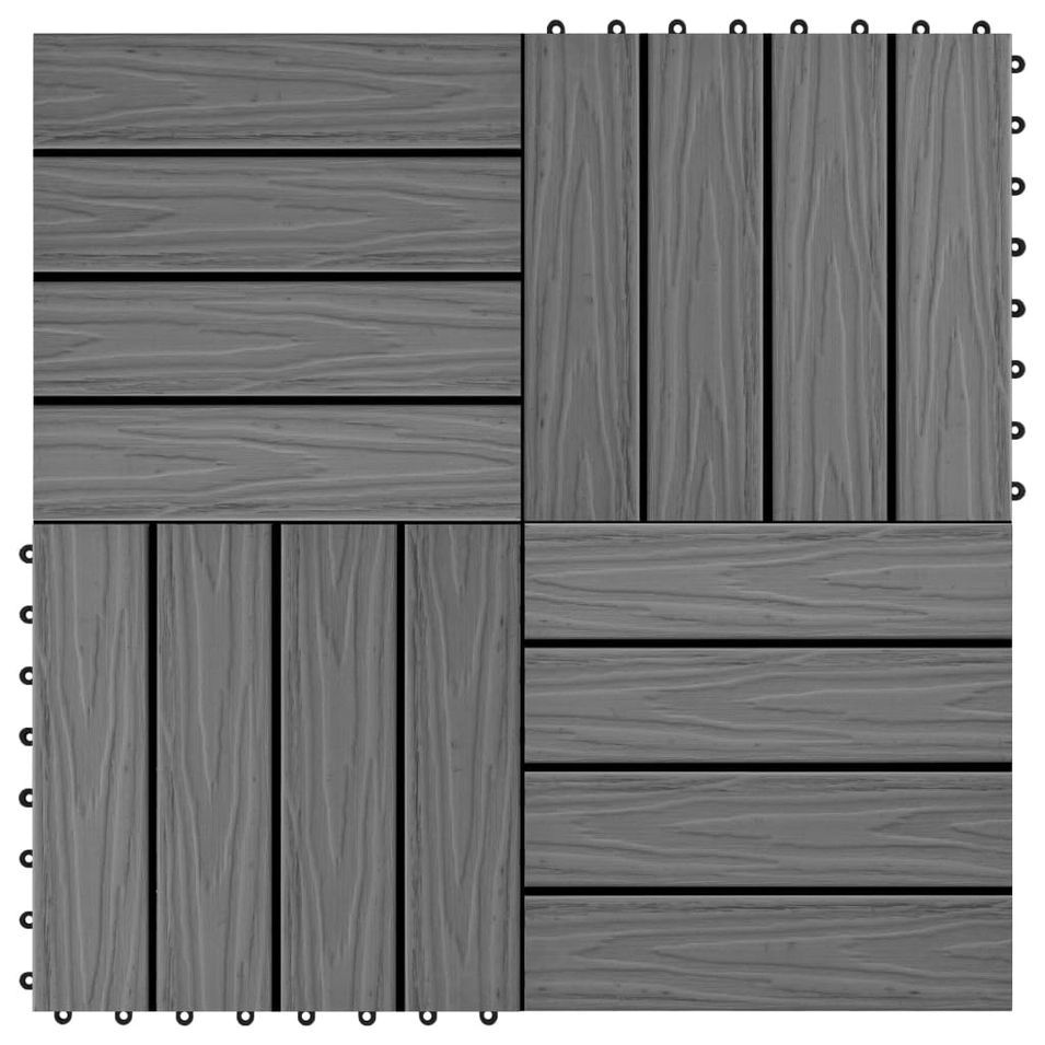 Carreau de terrasse en relief 11 pcs WPC 30 x 30 cm 1 m² Gris - Photo n°1
