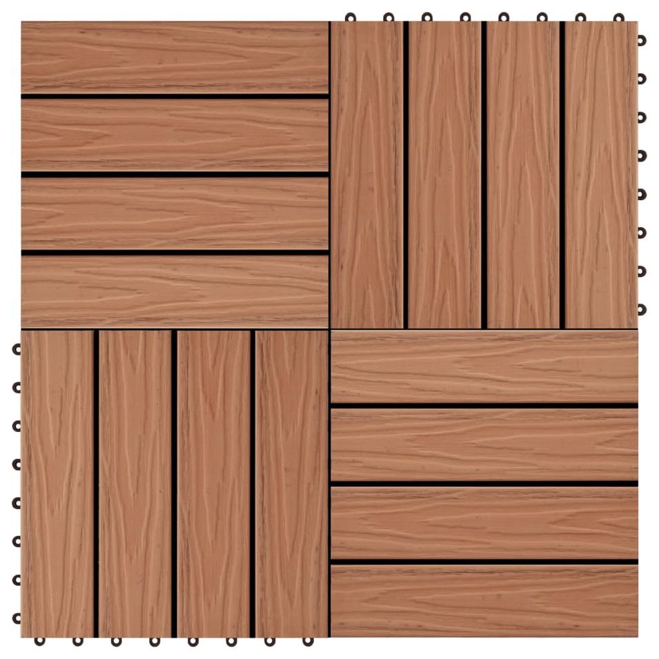 Carreau de terrasse en relief 11 pcs WPC 30 x 30 cm 1 m² Marron - Photo n°1