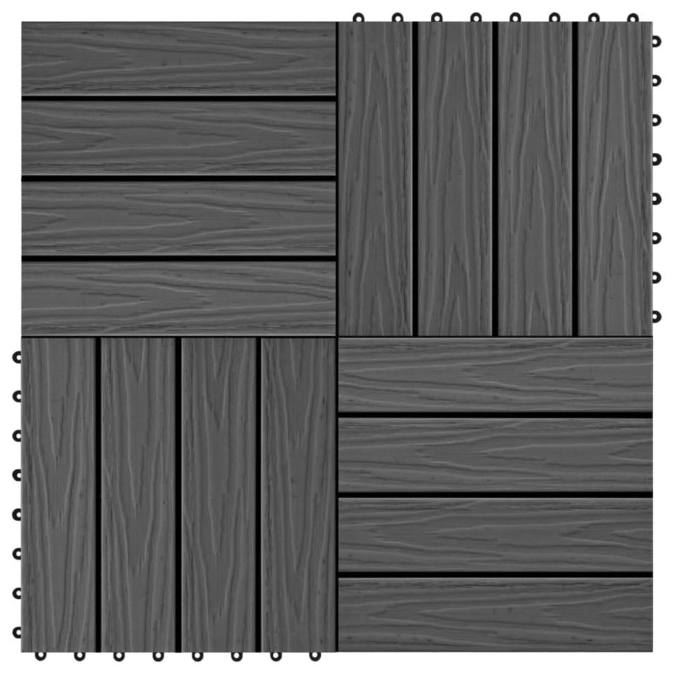 Carreau de terrasse en relief 11 pcs WPC 30 x 30 cm 1 m² Noir - Photo n°1