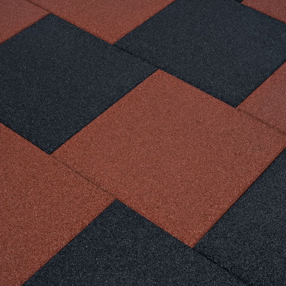 Carreaux de protection antichoc 6pcs Caoutchouc 50x50x3cm Rouge - Photo n°1