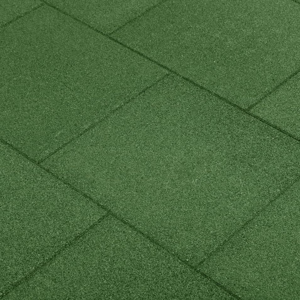 Carreaux de protection antichoc 6pcs Caoutchouc 50x50x3cm Vert - Photo n°1