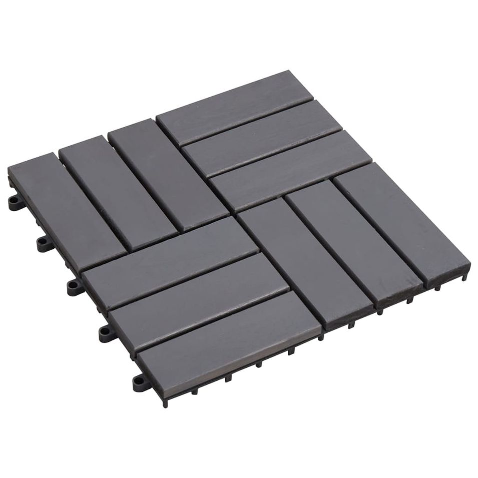 Carreaux de terrasse 10 pcs Délavage gris 30x30 cm Acacia solide 2 - Photo n°1