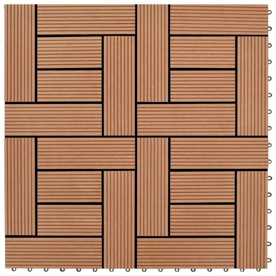 Carreaux de terrasse 22 pcs 30 x 30 cm 2 m² WPC Marron 2 - Photo n°1
