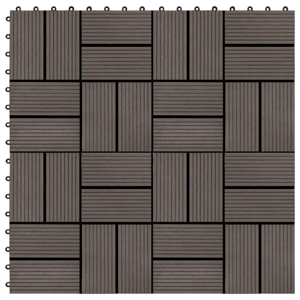 Carreaux de terrasse 22 pcs 30 x 30 cm 2 m² WPC Marron foncé 2 - Photo n°1