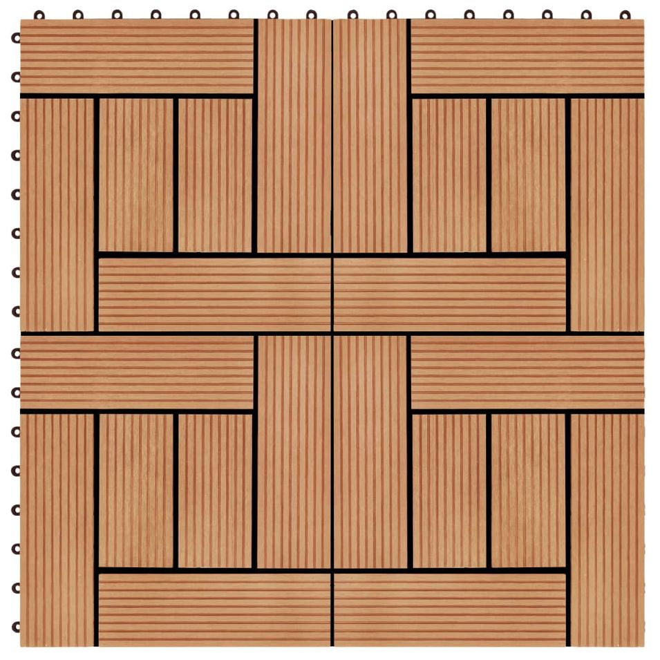 Carreaux de terrasse 22 pcs 30 x 30 cm 2 m² WPC Teck 2 - Photo n°1