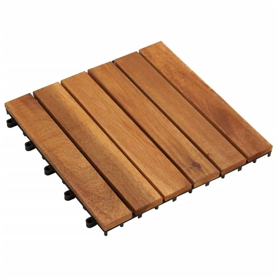 Carreaux de terrasse 30x30 cm 10 pcs Acacia Motif vertical - Photo n°1