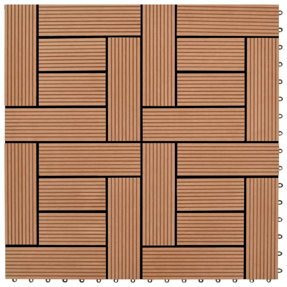 Carreaux de terrasse 30x30 cm 11 pcs Marron WPC 1 m2 - Photo n°1
