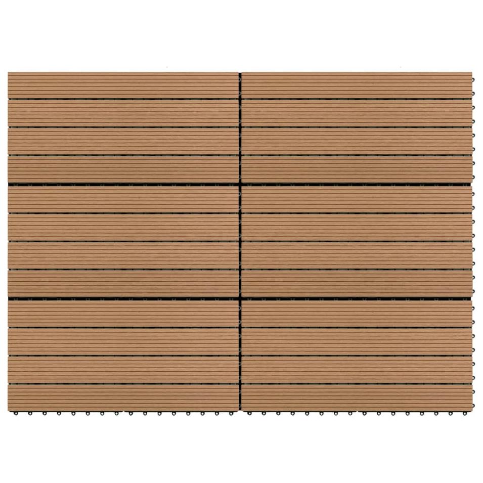 Carreaux de terrasse 6 pcs WPC 60x30 cm 1,08 m² Marron - Photo n°1