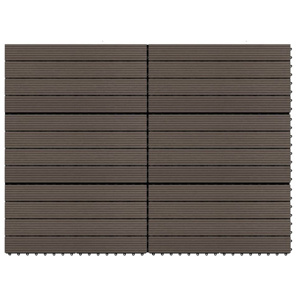 Carreaux de terrasse 6 pcs WPC 60x30 cm 1,08 m² Marron foncé - Photo n°1